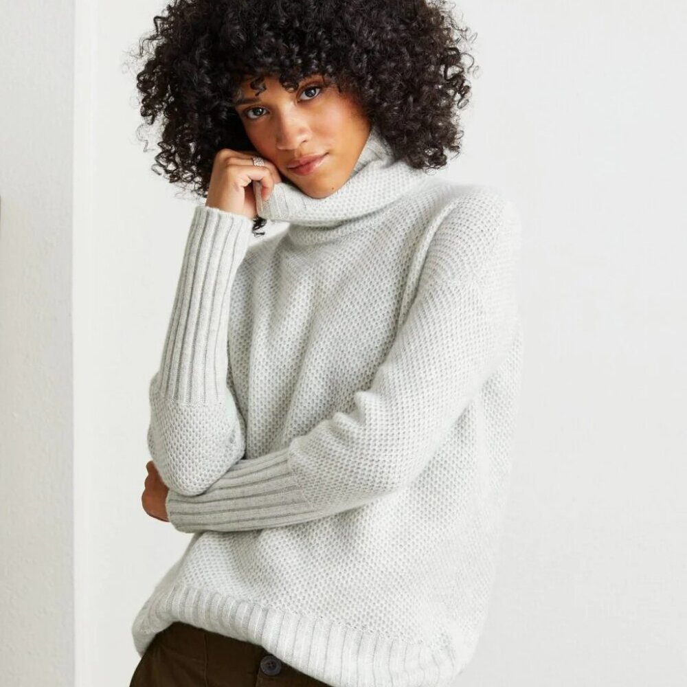 Not Monday Sophie Turtleneck Sweater in "Cloud" color, Size S